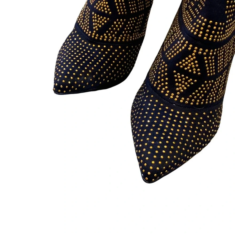 THALIA SODI Alejandra Gold Studded Ankle Booties 8.5 - Picture 5 of 10